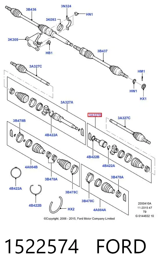 Przegub homokinetyczny wewnętrzny przedni lewy 1522574 Ford