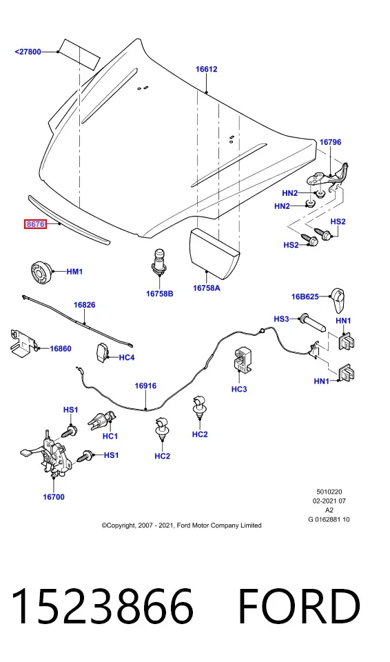 Listwa ochronna maski 1523866 Ford