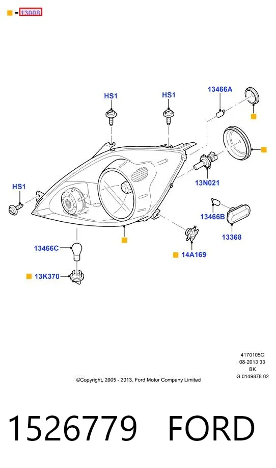 Reflektor prawy 1526779 Ford
