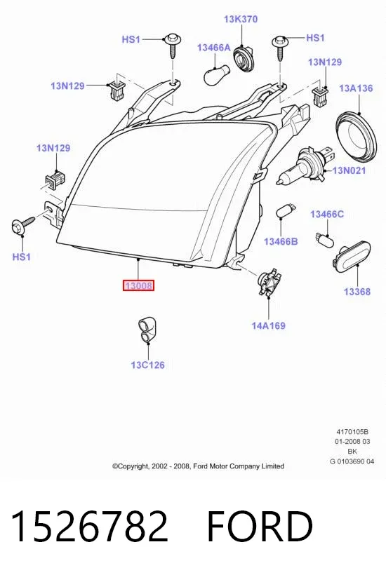 Reflektor prawy 1526782 Ford