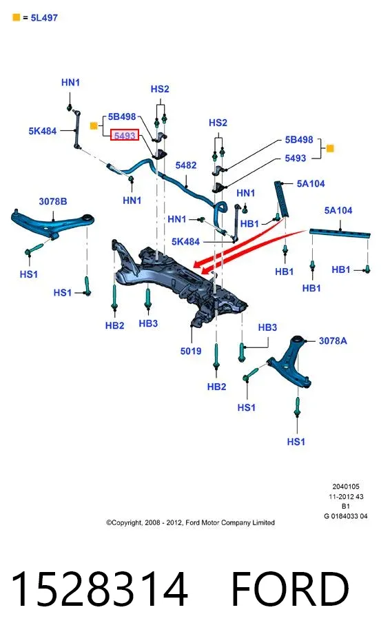 Tuleja stabilizatora przedniego 1528314 Ford
