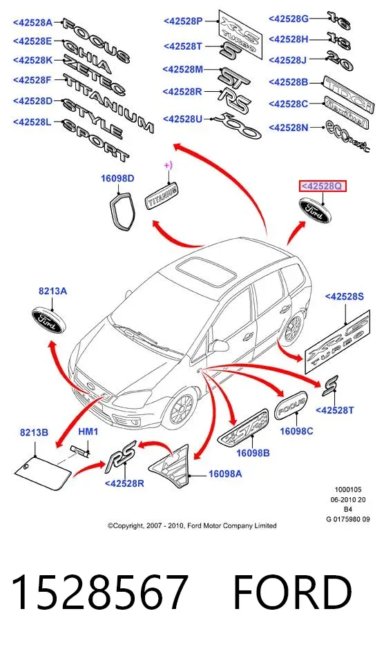 Emblemat na klapę bagaznika (znaczek firmowy) 1528567 Ford