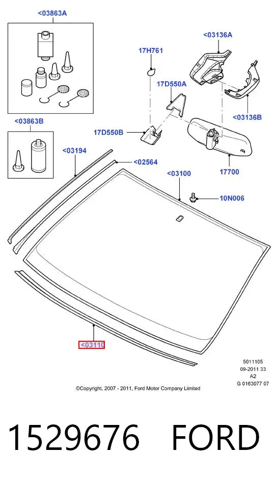 Uszczelka szyby przedniej Ford Mondeo IV