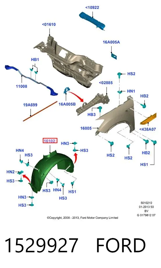Nadkole błotnika przedniego prawe 1529927 Ford