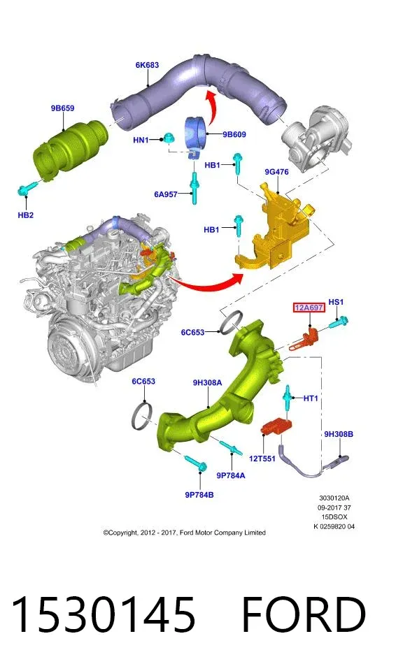 Czujnik temperatury powietrza wlotowego 1530145 Ford