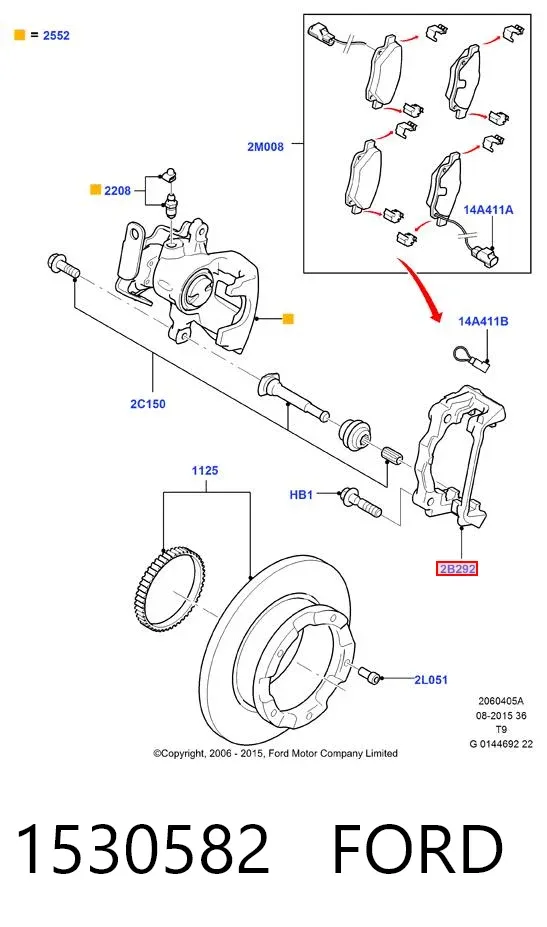 Jarzmo zacisku hamulcowego tylnego 1530582 Ford
