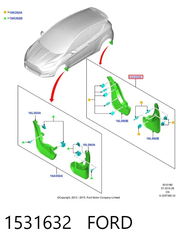 Chlapacze tylne, komplet Ford Fiesta Mk6