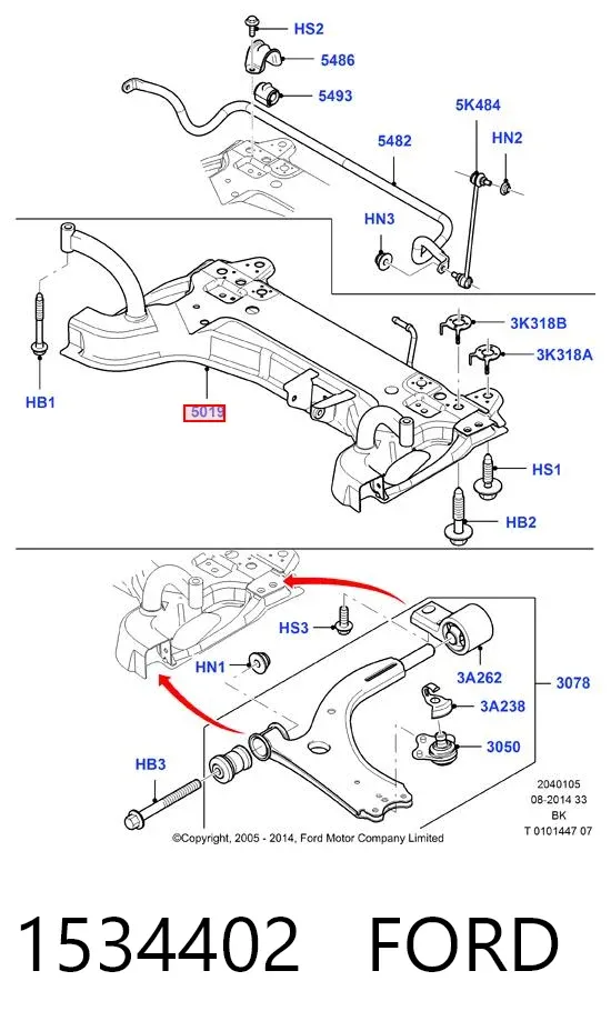 Korpus osi przedniej 1534402 Ford