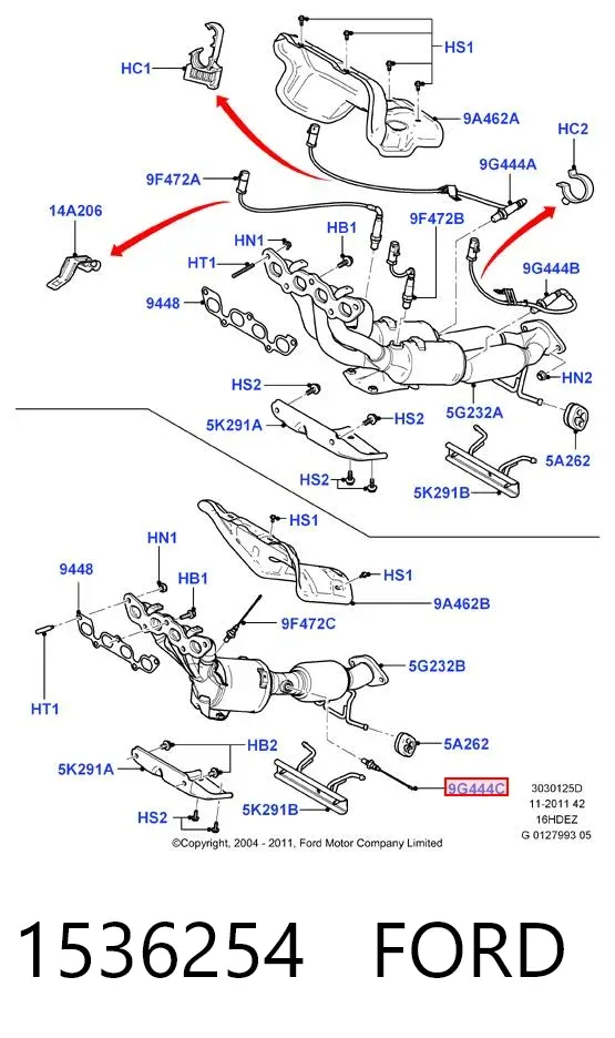 Sonda lambda czujnik tlenu po katalizatorze 1536254 Ford