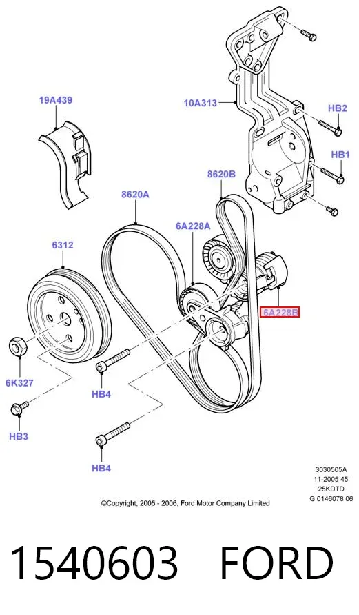 Napinacz paska napędowego 1540603 Ford