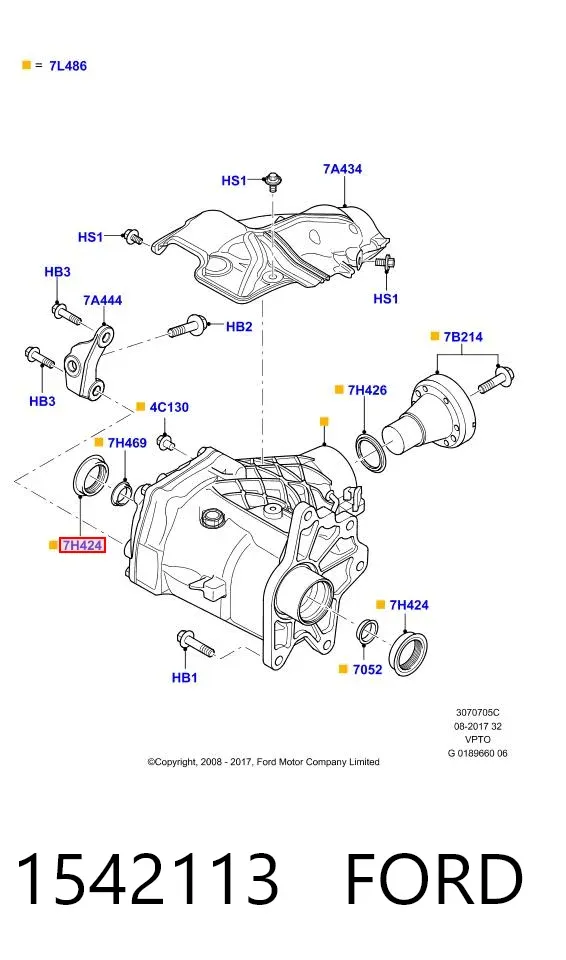 Uszczelniacz reduktora mostu przedniego 1542113 Ford