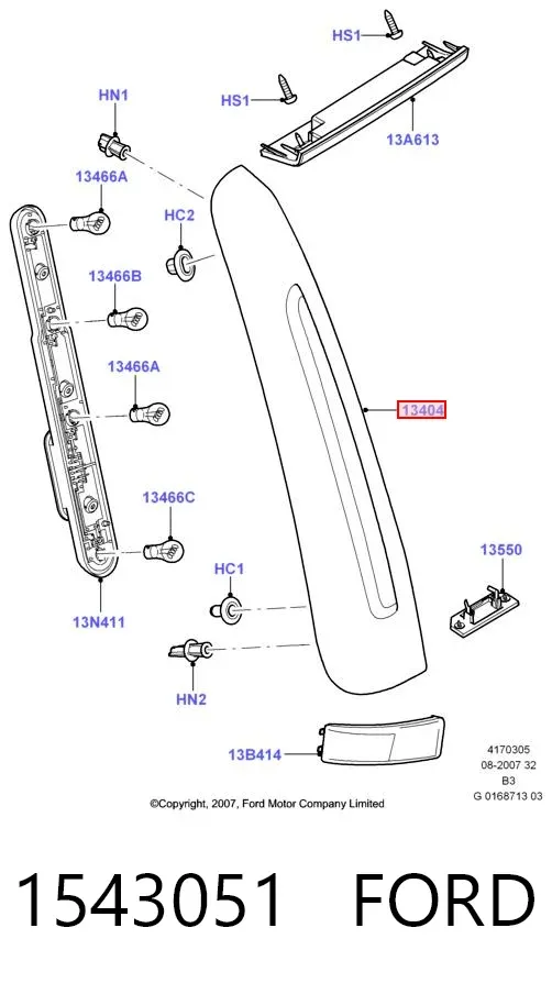 Lampa zespolona tylna prawa 1543051 Ford