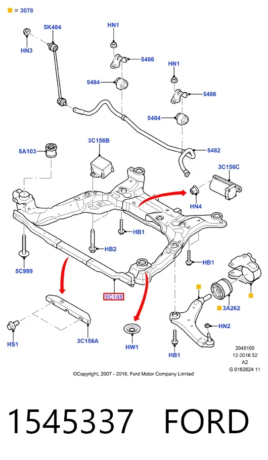 Korpus osi przedniej 1545337 Ford