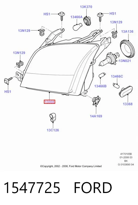 Reflektor lewy 1547725 Ford