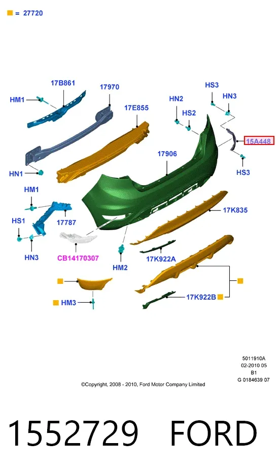 Przednia lampa przeciwmgielna tylna lewa 1552729 Ford