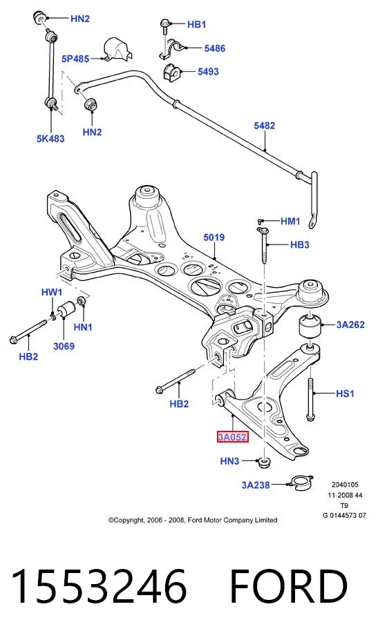 Wahacz zawieszenia przedniego dolny prawy 1553246 Ford