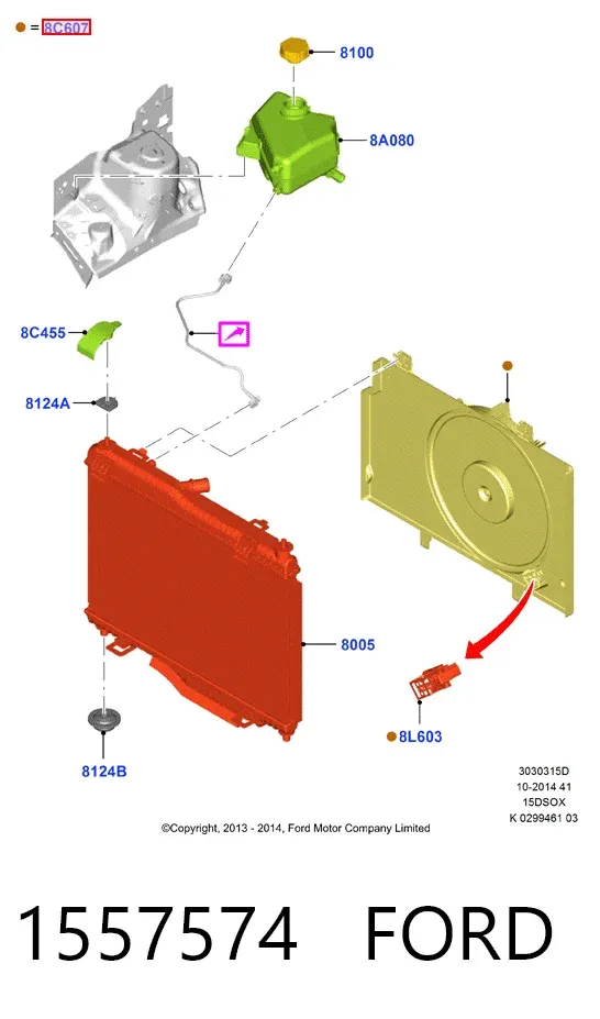 Wentylator elektryczny układu chłodzenia kompletny (silnik+wirnik) 1557574 Ford