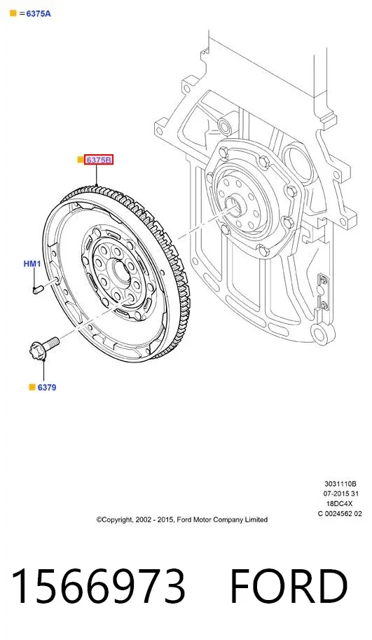 Koło zamachowe silnika 1566973 Ford