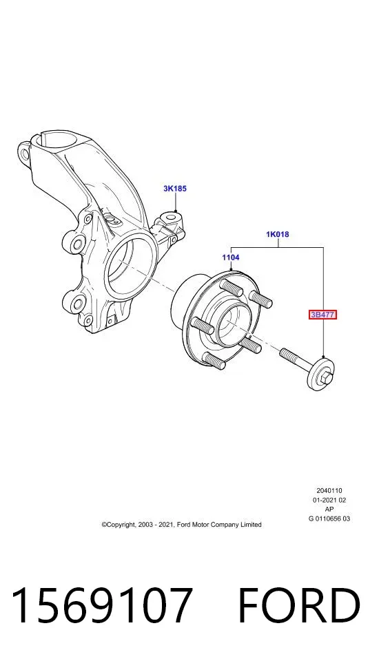 Śruba piasty 1569107 Ford