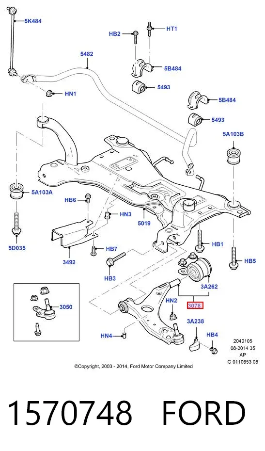 Wahacz zawieszenia przedniego dolny lewy 1570748 Ford
