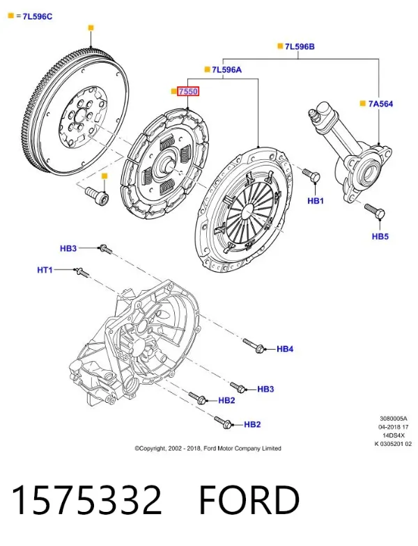 Zestaw sprzęgła (3 części) 1575332 Ford