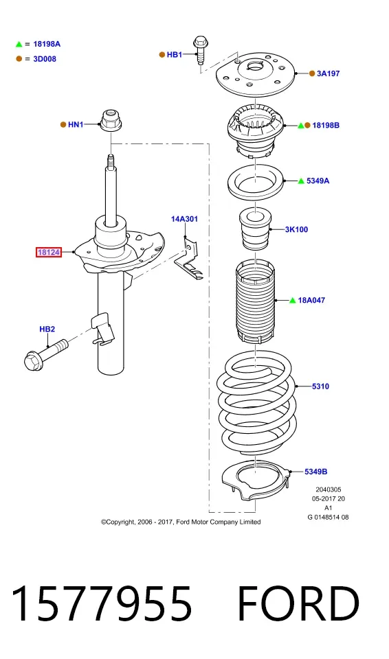 Amortyzator przedni prawy 1577955 Ford