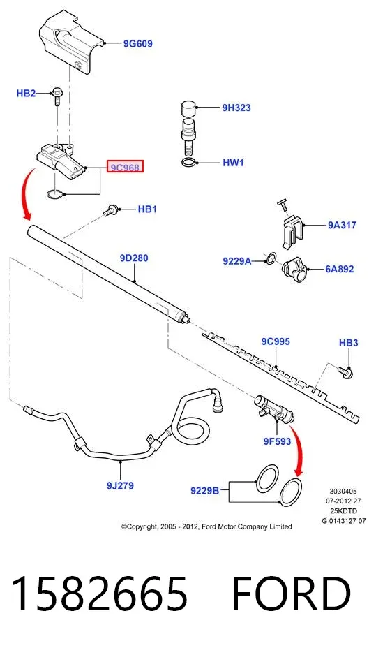 Czujnik ciśnienia paliwa 1582665 Ford