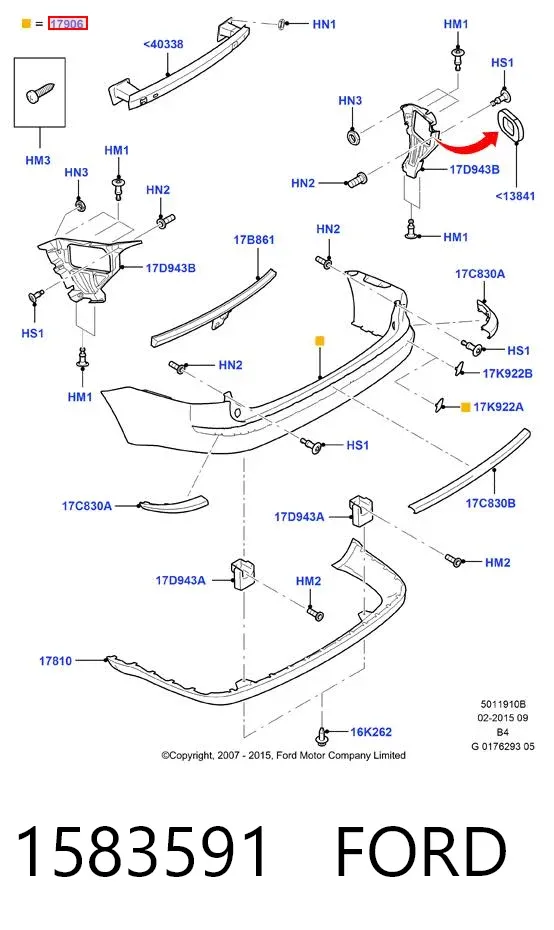 Zderzak tylny 1583591 Ford