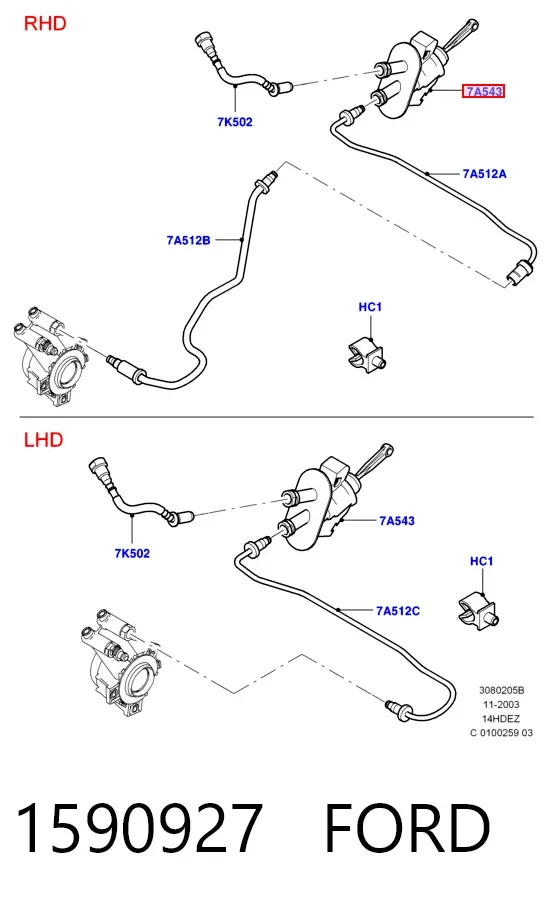 Cylinder sprzęgła główny 1590927 Ford