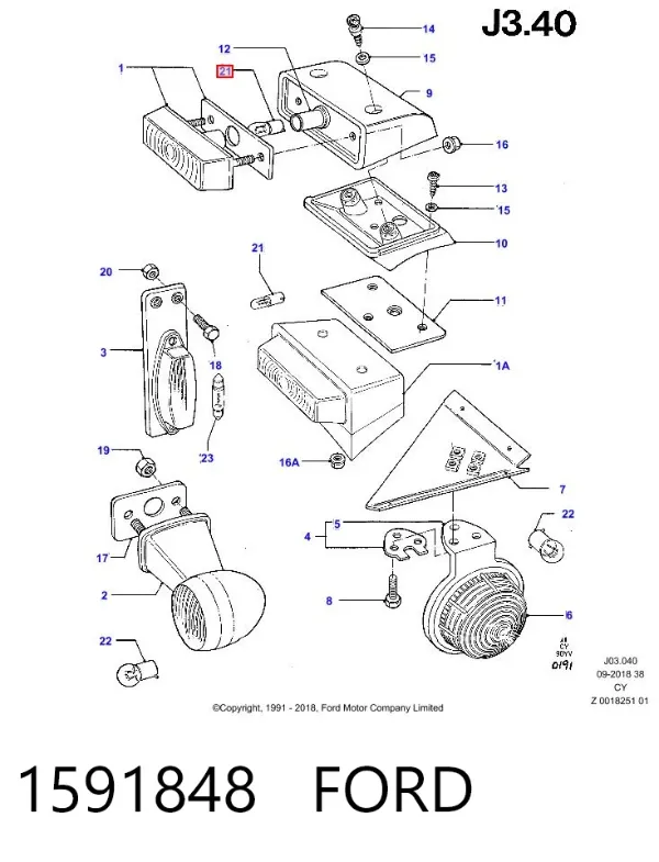 Żarówka oświetlenia wnętrza/kabiny 1591848 Ford