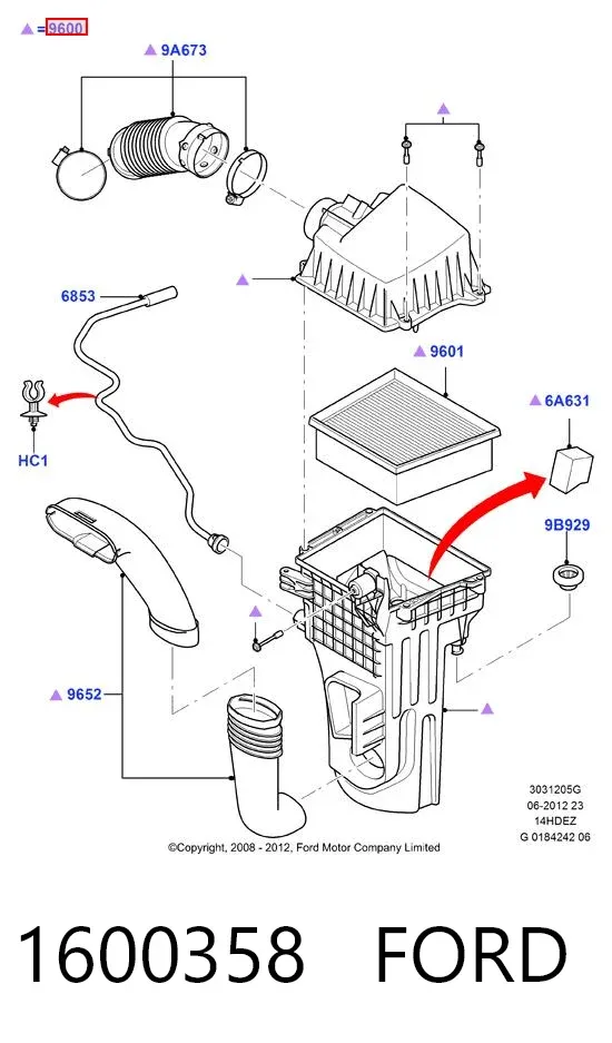 Obudowa filtra powietrza Ford Fiesta Mk5