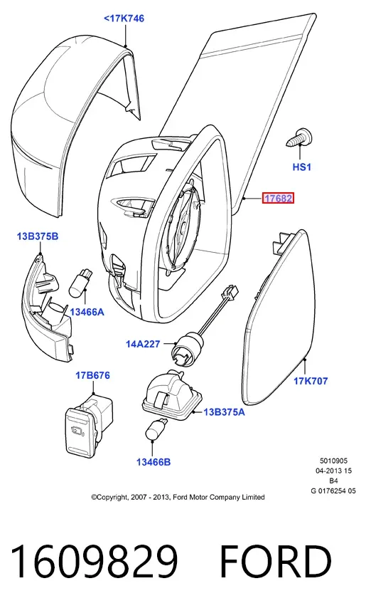 Wkład lusterka wstecznego prawego 1609829 Ford