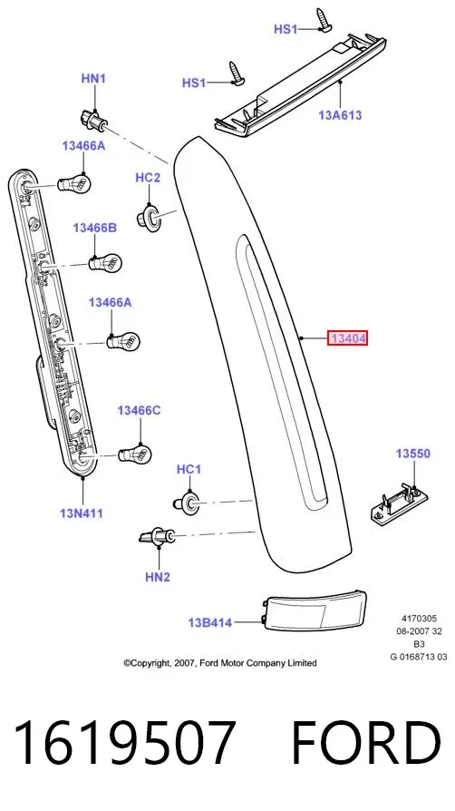 Lampa zespolona tylna prawa 1619507 Ford