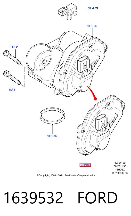 Czujnik położenia przepustnicy (potencjometr) 1639532 Ford