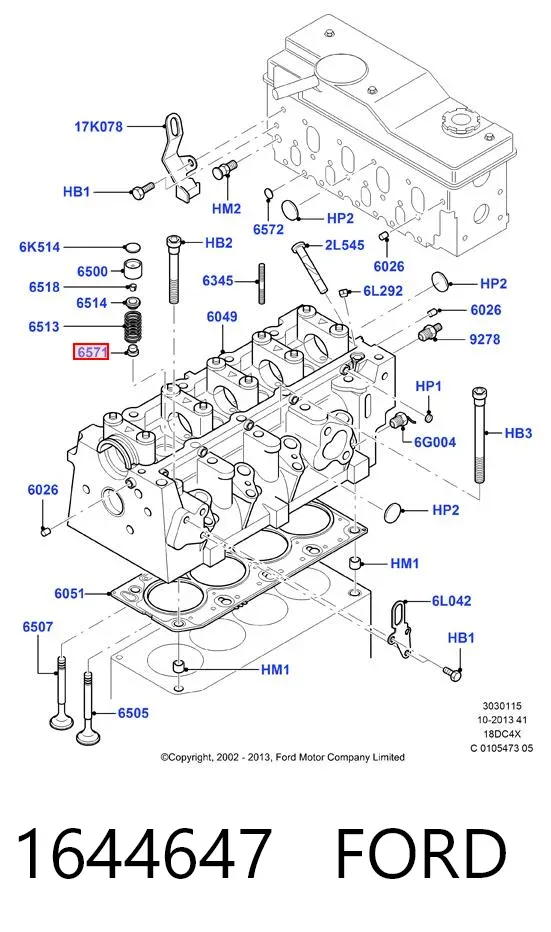Uszczelniacz zaworu dolotowego/wylotowego 1644647 Ford