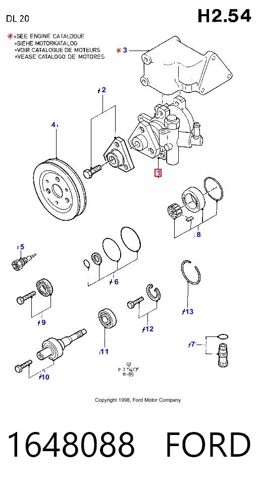 Pompa wspomagania hydraulicznego kierownicy 1648088 Ford