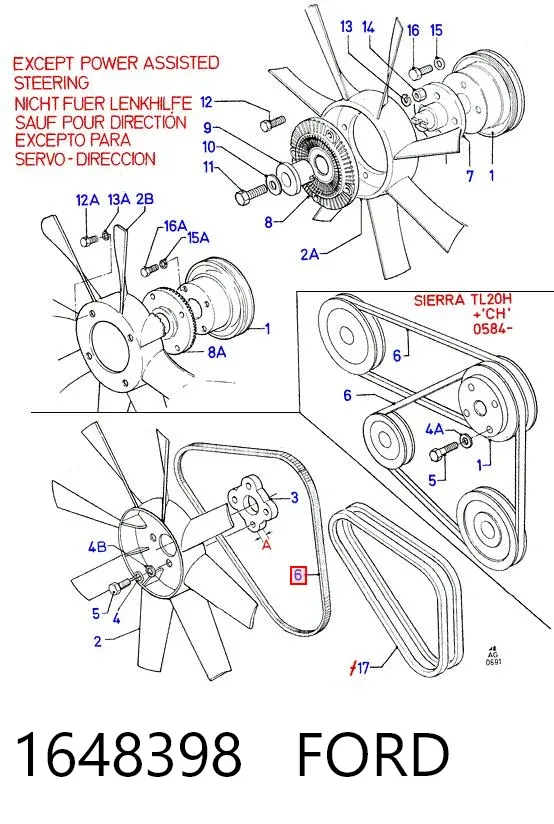Pas napędowy mechanizmów 1648398 Ford