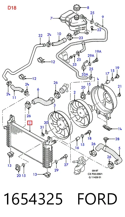 Chłodnica silnika 1654325 Ford