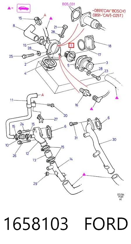 Termostat 1658103 Ford