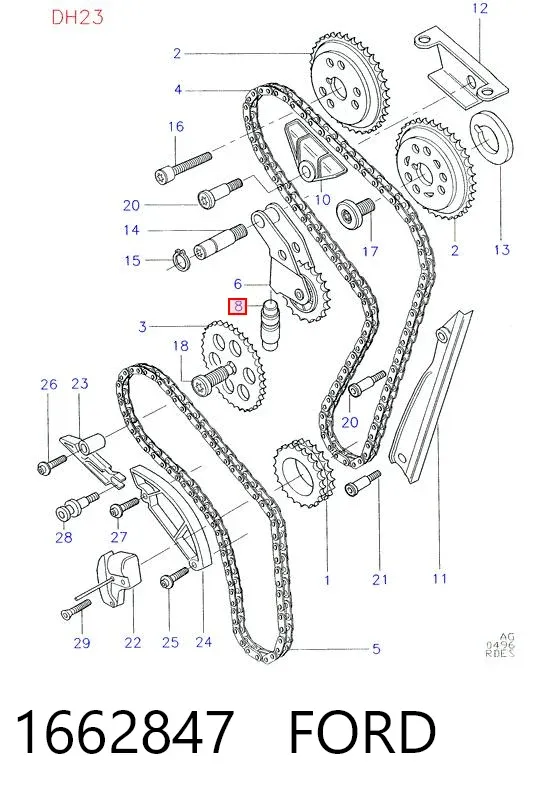 Napinacz łańcucha rozrządu 1662847 Ford