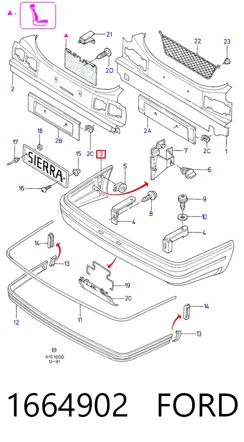 Zderzak tylny 1664902 Ford