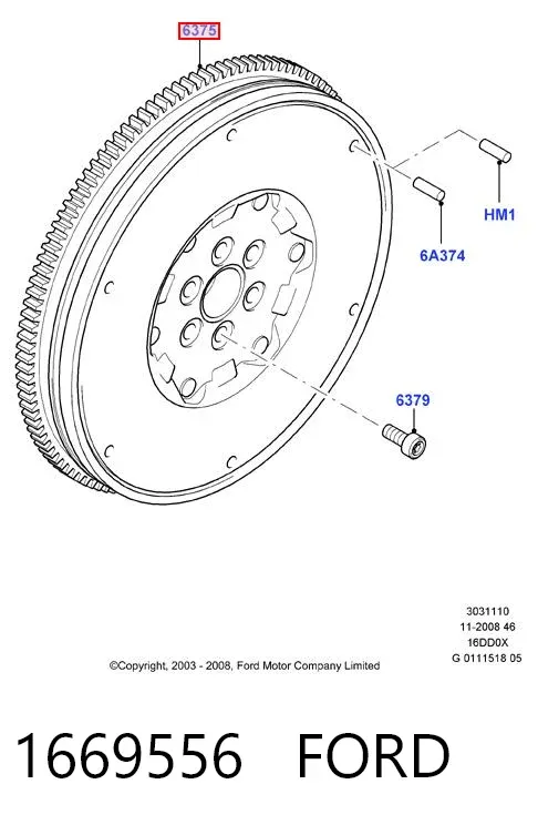 Koło zamachowe silnika 1669556 Ford