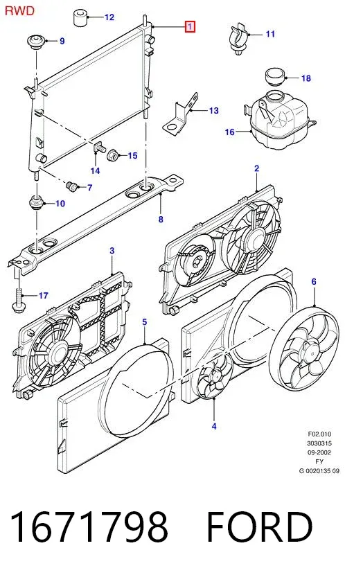 Chłodnica silnika 1671798 Ford