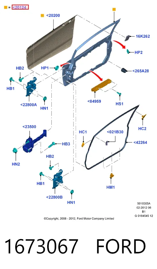 Drzwi przednie prawe 1673067 Ford