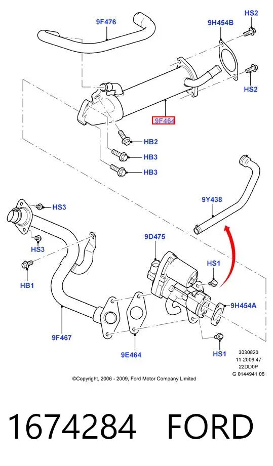 Chłodnica układu recyrkulacji spalin EGR 1674284 Ford