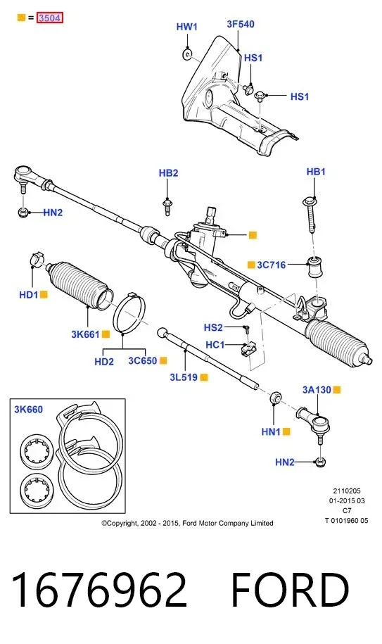 Listwa kierownicza (maglownica) 1676962 Ford