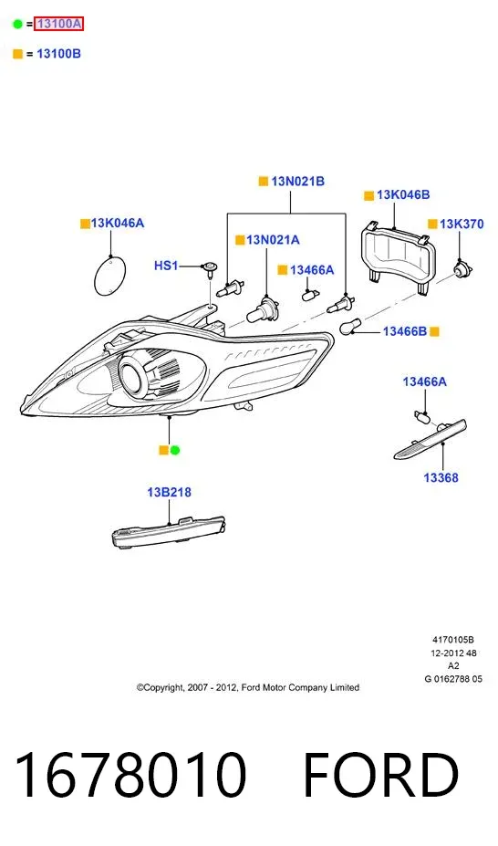Reflektor prawy 1678010 Ford