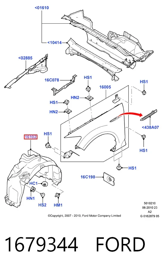Nadkole błotnika przedniego prawe 1679344 Ford
