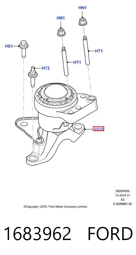 Poduszka (podpora) silnika prawa 1683962 Ford