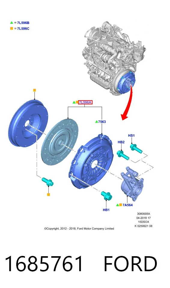 Zestaw sprzęgła (3 części) 1685761 Ford